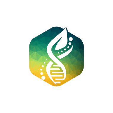 Yeşil yaprak DNA organik vektör logosu tasarımı.