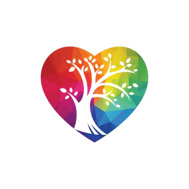 Ağaç sevgisi vektör logo tasarımı şablonu.