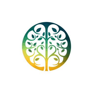 Modern beyin ağacı vektör logosu tasarımı.