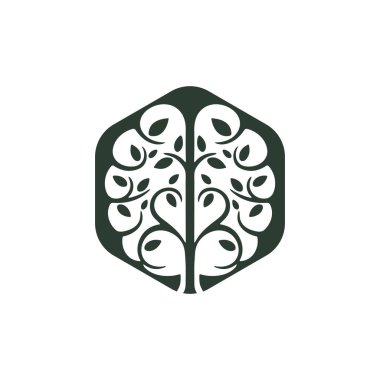 Modern beyin ağacı vektör logosu tasarımı.