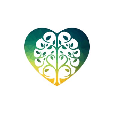 Modern beyin Aşk ağacı logosu tasarımı.