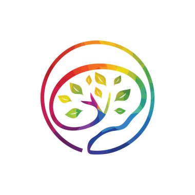Modern beyin ağacı vektör logosu tasarımı.