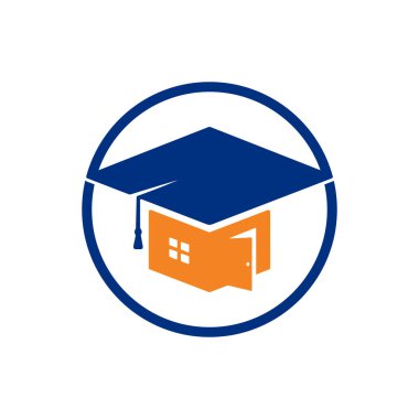 Ev okulu eğitim logosu tasarımı. Öğrenci konut logosu şablonu.