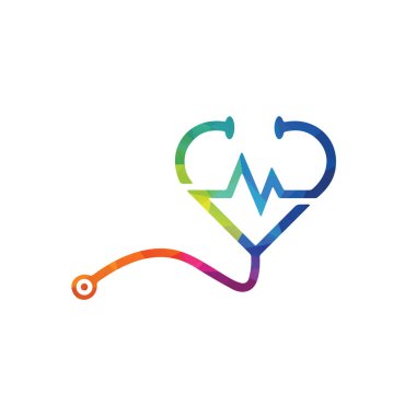 Aşk doktoru steteskop vektör logo tasarım şablonu.