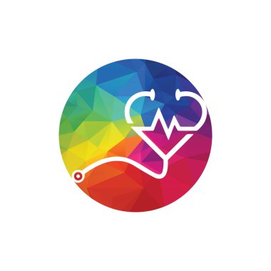 Aşk doktoru steteskop vektör logo tasarım şablonu.