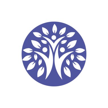 Ağaç insanları logo tasarım şablonu. Ağaç ailesi vektör logosu kavramı.