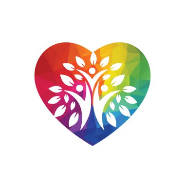 Ağaç insanları logo tasarım şablonu. Ağaç ailesi vektör logosu kavramı.