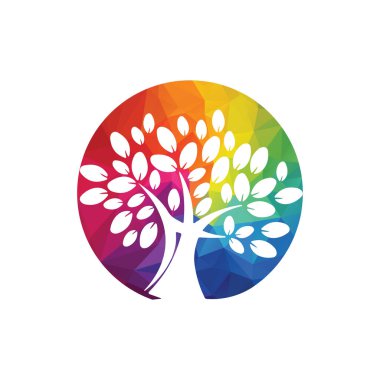 Ağaç logosu şablonu tasarımı. Bahçe bitkisi doğal çizgi sembolü.