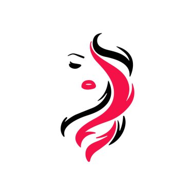 Kadın yüz vektör çizimi. Güzellik salonu logosu tasarım şablonu.