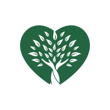 Yeşil yapraklı insan eli ve ağaç vektör çizim tasarımı.