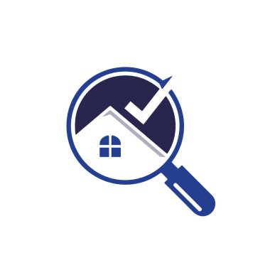 Büyüteç ve ev denetimi ikon vektör logo tasarımı.