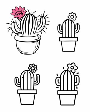 Kaktüs Çizgisi Çiziminin vektör kümesi 