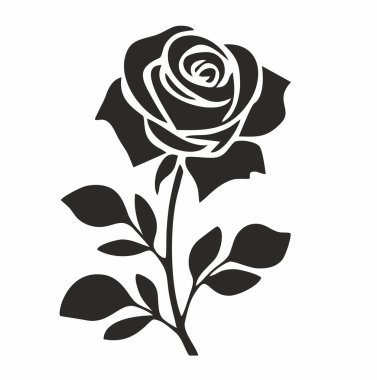 gül çiçeği siyah renk simgesi