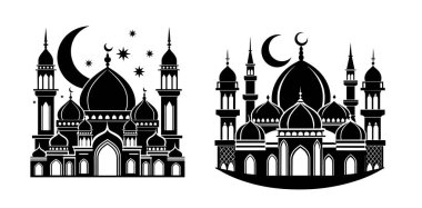Ramazan camii silueti ikon vektör illüstrasyon tasarımı