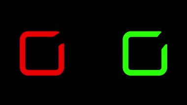 modern, minimal ve temiz kene ve çapraz veya yanlış ve canlandırılmış simge hareketi soyut animasyon örtüşür, siyah bir arkaplan üzerinde izole