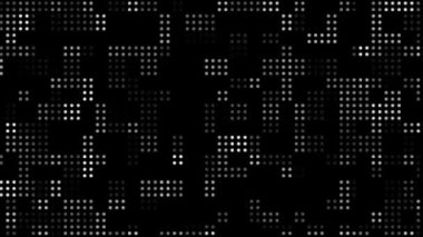 Yarım tonlu noktalar geriye dönük doku teknolojisi soyut döngü animasyonu, rastgele noktalar ve ızgara, yüksek teknoloji, sanal uzay konsepti.