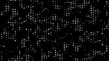 Yarım tonlu noktalar geriye dönük doku teknolojisi soyut döngü animasyonu, rastgele noktalar ve ızgara, yüksek teknoloji, sanal uzay konsepti.