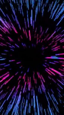 düşey 3d görüntülenmiş neon ışığı uzay döngüsü animasyonunda seyahat ediyor