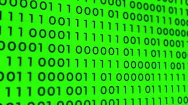 yeşil ekran ikili sayı teknolojisi soyut hareket arkaplanı, döngü animasyonu, programlama, bilgisayar kodlama kavramı