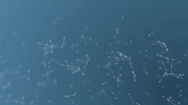 Parlak çizgiler ve noktalar ağıyla gelecek dijital arkaplan animasyonu, yapay zeka kavramı, engelleme zinciri ve modern teknoloji