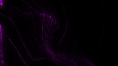 dijital fütüristik dalga parçacıkları teknoloji animasyonu siyah arkaplanda izole edildi.