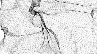 Beyaz dijital dalga parçacıkları arka plan. Yüksek teknoloji, Dijital Ağ konsepti. Büyük Data. Kusursuz döngü Canlandırması