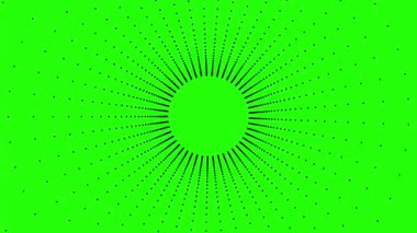 Yeşil ekran yüksek teknoloji noktaları ve ızgara tüneli, boşluktan geçen kamera, beyaz arkaplanda izole edilmiş modern dijital soyut animasyon