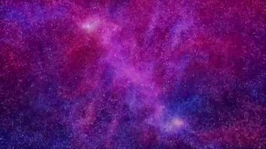 Dikey parçacıklar soyut bir evrende rüzgarda uçar. Animasyon, Galaksi keşfi dış uzayda parlayan Samanyolu galaksisine doğru