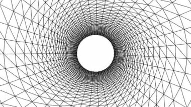 yüksek teknoloji telgraf tüneli, boşluktan geçen kamera, beyaz arka planda izole edilmiş modern dijital fütüristik animasyon.