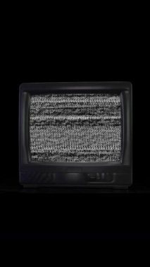 dikey eski CRT TV monitörü RGB arıza animasyonu, soyut yakınlaştırma hareketi üstüste