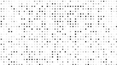 beyaz animasyon yarım ton doku döngüsü canlandırma soyut arkaplan, üç boyutlu çizim noktaları ve ızgara örtüsü