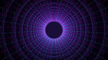 Dijital modern fütüristik yüksek teknoloji kavramı, neon tünel alanı soyut arkaplan