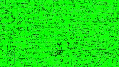 yeşil ekran (krom anahtar) matematik formülü grunge stop motion soyut arkaplan animasyonu, eğitim ve öğrenim kavramı