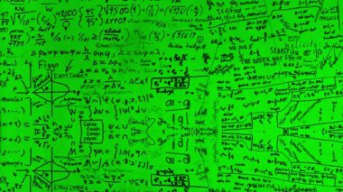 yeşil ekran (krom anahtar) matematik formülü grunge stop motion soyut arkaplan animasyonu, eğitim ve öğrenim kavramı