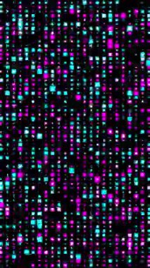 soyut neon noktalar siyah arkaplan üzerinde hareket ediyor, yarım ton noktalı doku animasyonu