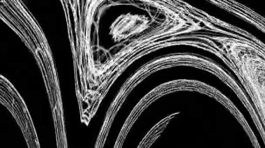 kablo animasyonu siyah arkaplanda izole edildi. Teknoloji, bilim, plan veya bilgi konsepti için soyut hareket arkaplanı