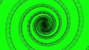 Siyah arkaplanda izole edilmiş yeşil ekran kablo animasyonu. Teknoloji, bilim, plan veya bilgi konsepti için soyut hareket arkaplanı