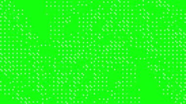 yeşil ekran (kroma anahtarı) soyut yarım ton noktalı doku canlandırma arkaplanı, canlandırılmış noktalar ve ızgara örtüsü