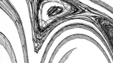 Siyah arka planda izole edilmiş beyaz kablo animasyonu. Teknoloji, bilim, plan veya bilgi konsepti için soyut hareket arkaplanı