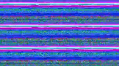 Arıza döngüsü animasyonu, analog TV kötü sinyal, vhs hasarlı, 90 'lar teknolojisi, eski film retro vintage etkisi, birleştirme için mükemmel örtüşüm