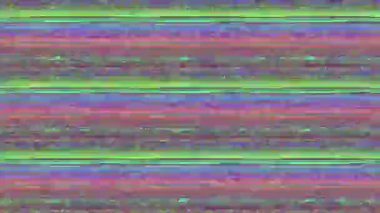 Arıza döngüsü animasyonu, analog TV kötü sinyal, vhs hasarlı, 90 'lar teknolojisi, eski film retro vintage etkisi, birleştirme için mükemmel örtüşüm