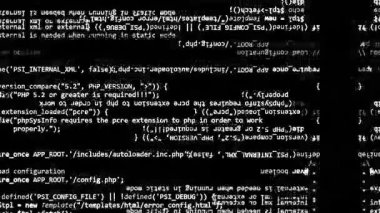 Dijital grunge büyük veri kodlama animasyon arka planı, ikili ve kuantum hesaplama programlama konsepti, ve yüksek teknoloji siber uzay.