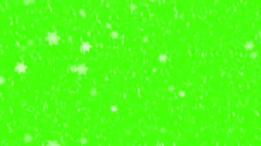 Gerçekçi kar yağışı sahnesi yeşil ekran arka planında, kış, Noel, festival ve etkinlikler için animasyon