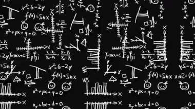 grunge animasyon matematik formülü siyah arkaplan, matematik karmaşık formül ve geometri şekil animasyonu izole