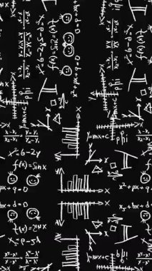 grunge animasyon matematik formülü siyah arkaplan, matematik karmaşık formül ve geometri şekil animasyonu izole
