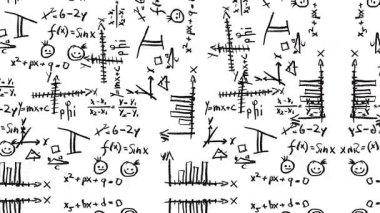 grunge animasyon matematik formülü beyaz arkaplan, matematik karmaşık formül ve geometri şekil animasyonu izole