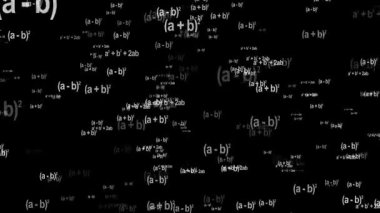 Genel matematik formülü denklemi soyut arkaplan. Matematik cebir formülü ifadesi. Matematik bilimi metin uçuş efekti