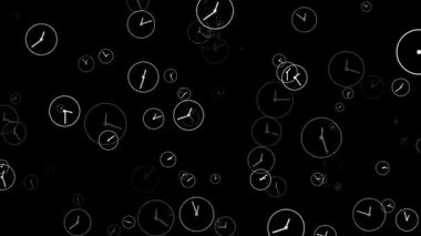 Kameraya doğru hareket eden saatler, zaman akıyor, satışlar, kapalı konsept sunuyor