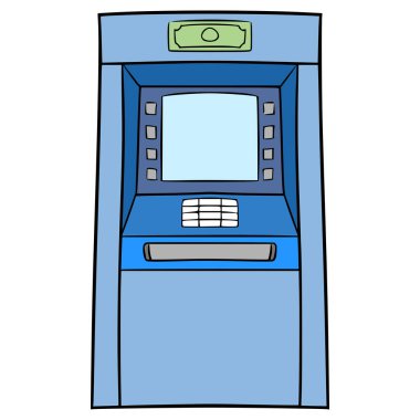 ATM ön görünümü çizim el izole vektörü