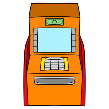 ATM ön görünümü çizim el izole vektörü